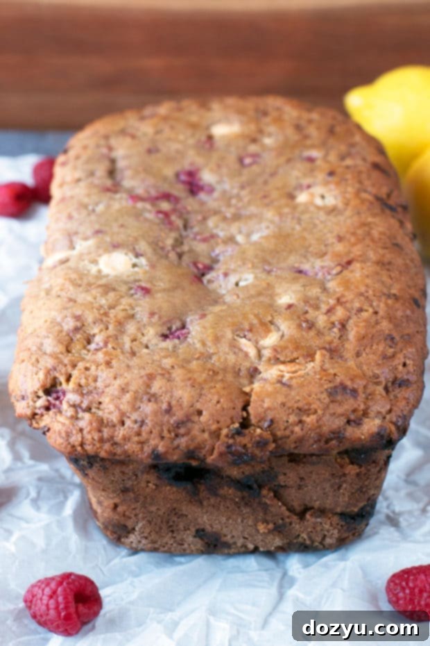 Zesty Lemon Raspberry White Chocolate Chip Loaf 5 Raspberry Lemon White Chocolate Chip Loaf | cakenknife.com #breakfast #brunch #bread