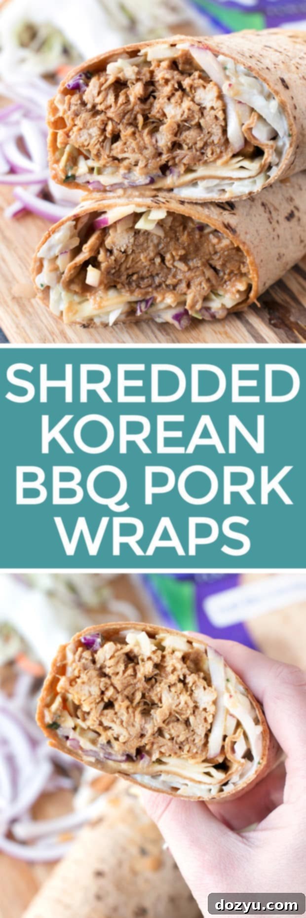 Korean BBQ Pulled Pork Wraps with Kimchi Slaw 9 Shredded Pork Korean BBQ Wraps with Kimchi Slaw | cakenknife.com #sponsored #lunch #healthy