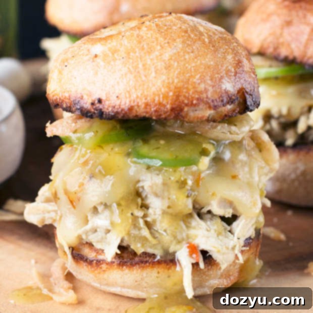 Spicy Hatch Green Chile Chicken Sliders 9 Hatch Green Chile Chicken Sliders | cakenknife.com #tailgating #spicy #sandwich
