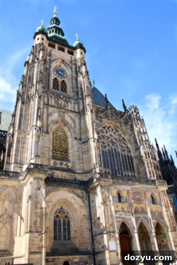 St. Vitus Cathedral interior at Prague Castle, showcasing grand Gothic architecture