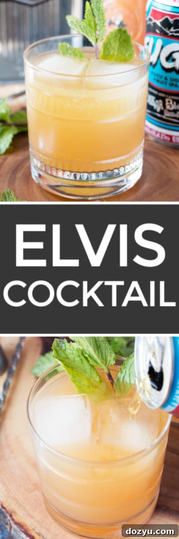 Pinterest optimized image for the Elvis Cocktail, showcasing a beautifully crafted grapefruit gin beer cocktail with all its refreshing elements and perfect for pinning.