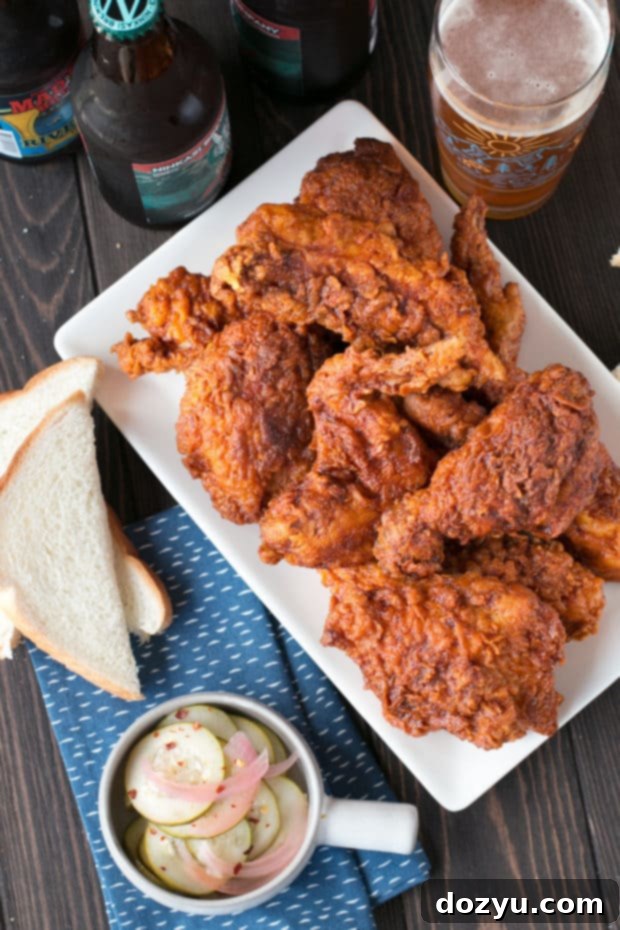 Fiery Chicken, Tangy Quickles 2 Hot Chicken with Homemade Quick Pickles | cakenknife.com #dinner #southern #nashville #friedchicken