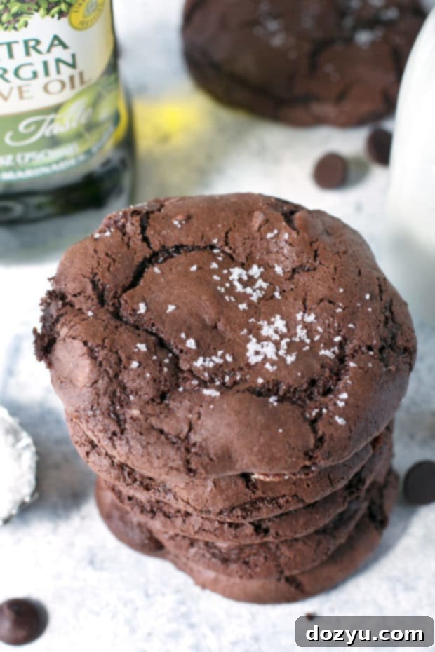 Olive Oil Salted Caramel Brownie Cookies | cakenknife.com #dessert #chocolate #baking #ad