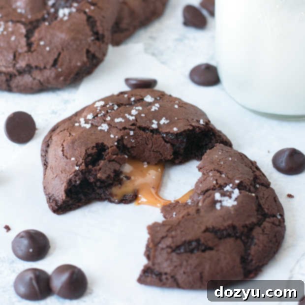 Liquid Gold Salted Caramel Brownie Cookies 13 Olive Oil Salted Caramel Brownie Cookies | cakenknife.com #dessert #chocolate #baking #ad