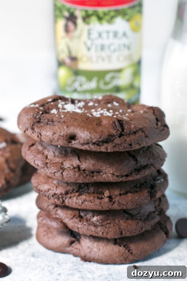 Olive Oil Salted Caramel Brownie Cookies | cakenknife.com #dessert #chocolate #baking #ad