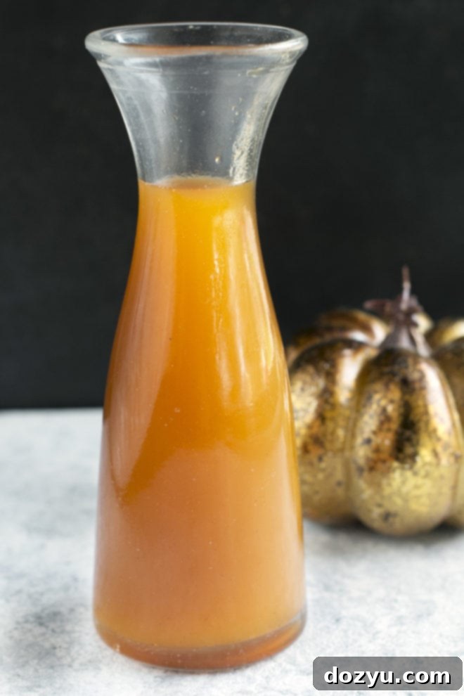 pumpkin spice simple syrup in carafe picture