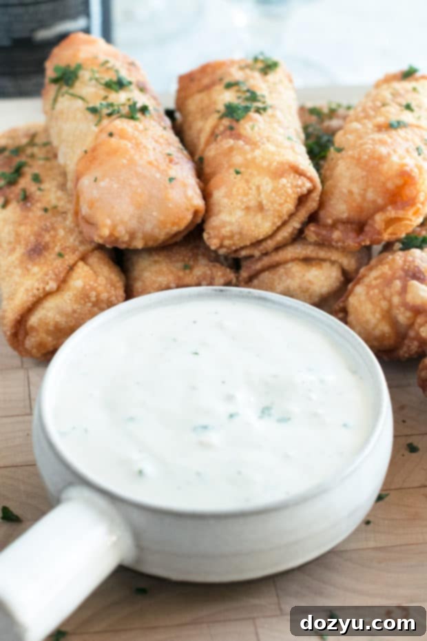 Buffalo Chicken Egg Rolls ready for tailgating