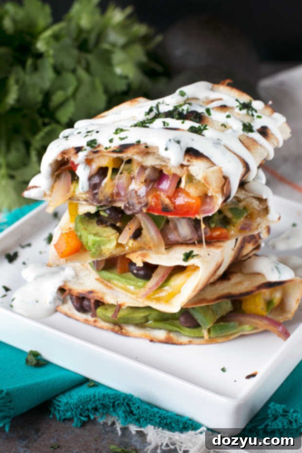 Fresh Veggie Avocado Quesadillas with Zesty Cilantro Crema 7 Veggie Avocado Quesadilla with Cilantro Crema | cakenknife.com #vegetarian #healthy #dinner