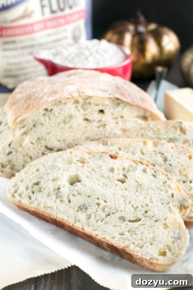 Rustic Harvest Pumpkin Seed Bread loaf with a golden crust