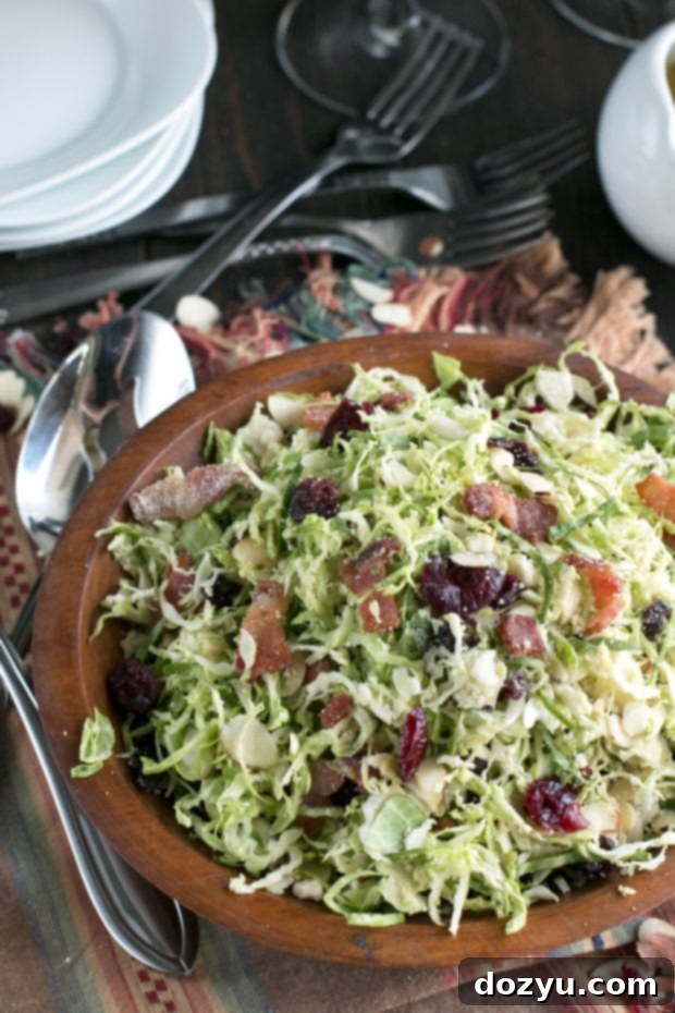 Bacon Cranberry Brussels Sprouts Slaw 5 Bacon Cranberry Shaved Brussels Sprouts Salad | cakenknife.com #salad #thanksgiving #sidedish #healthy
