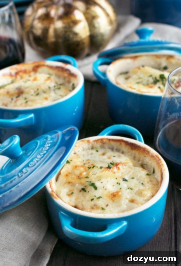 Cheesy Herb Individual Potato Gratin Plus Le Creuset Giveaway 7 Cheesy Herb Individual Potato Gratin | cakenknife.com #potatoes #sidedish #hoildays #thanksgiving
