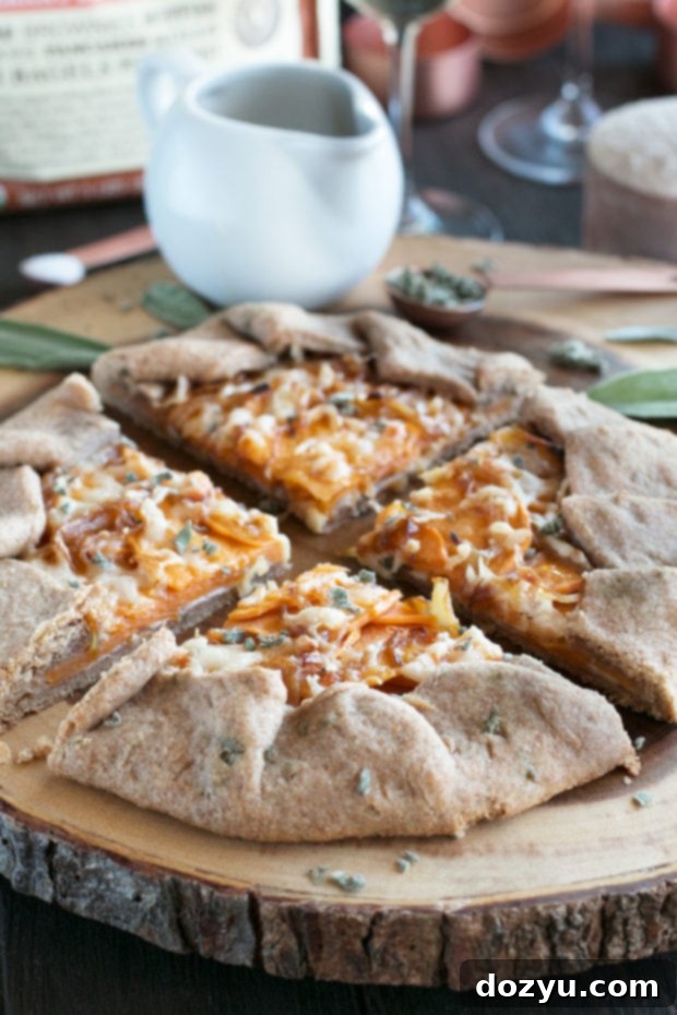 Whole Wheat Asiago Sweet Potato Galette, a perfect savory tart for Thanksgiving and holiday meals. Made with Bob's Red Mill whole wheat flour.