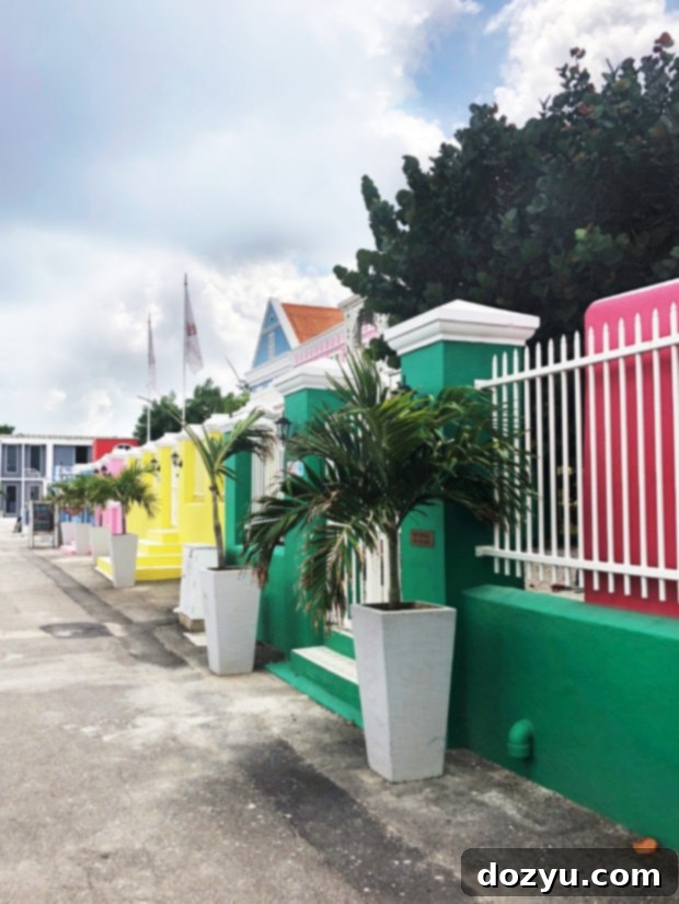 Vibrantly painted buildings lining a charming street in Pietermaai, Curaçao