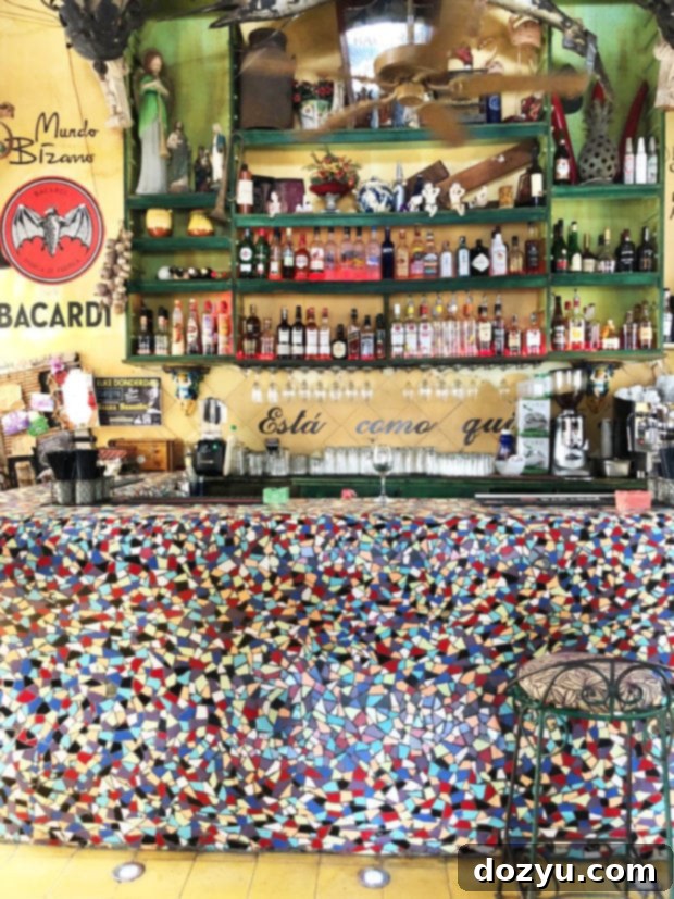 Eclectic and vibrant interior of Mundo Bizarro Cafe in Curaçao