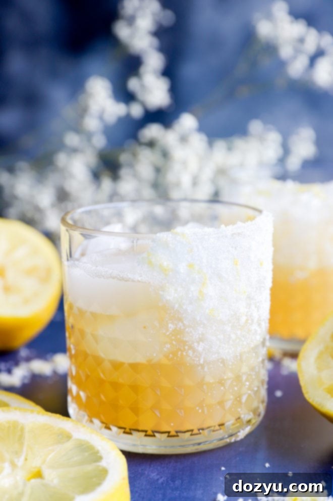 Zesty Agave Margarita 2 fresh lemon margarita with sugar rim and lemon wedges