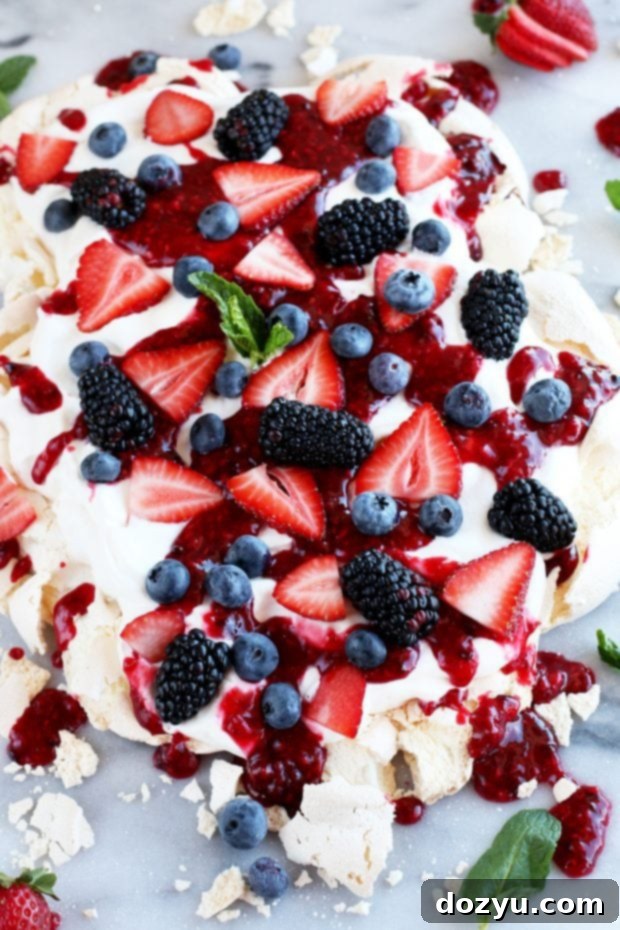Crushed Berry Cloud Pavlova 3 Smashed Mixed Berry Pavlova