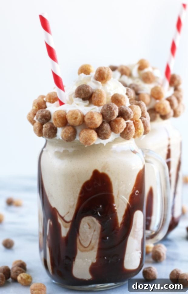 Boozy Reese's Puffs Cereal Milkshake