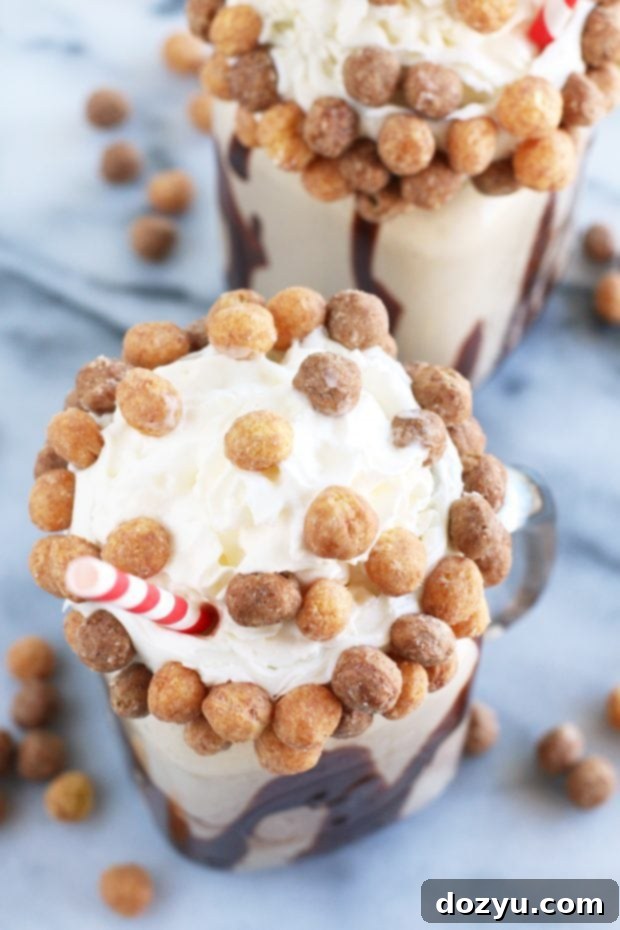 Boozy Reese's Puffs Cereal Milkshake