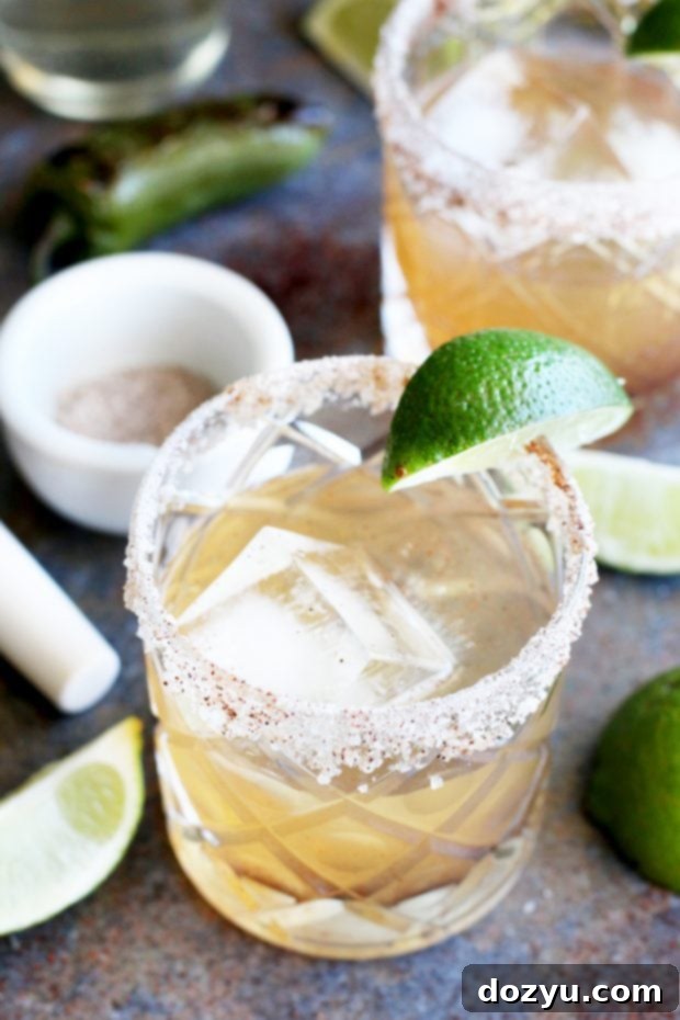 Smoldering Spice Margarita 6 A perfectly garnished Smoky Jalapeño Margarita ready to be enjoyed