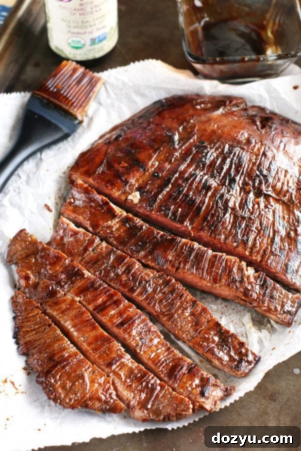 Balsamic Glazed Grilled Flank Steak with Herb Steak Fries