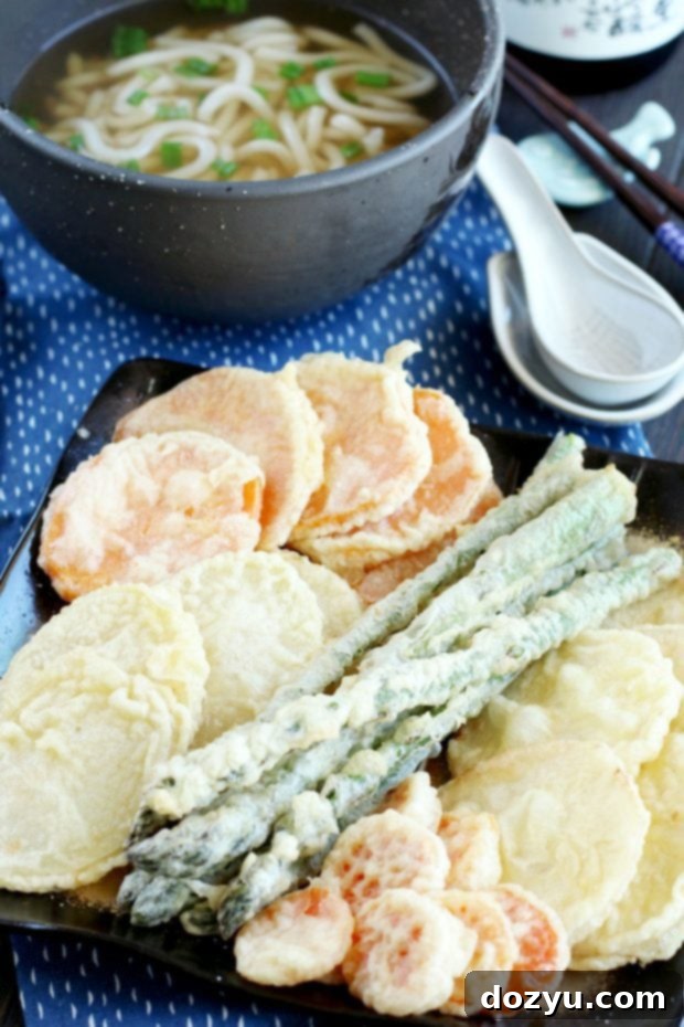Warming Udon Soup with Crispy Vegetable Tempura 4 Vegetable Tempura Udon Soup