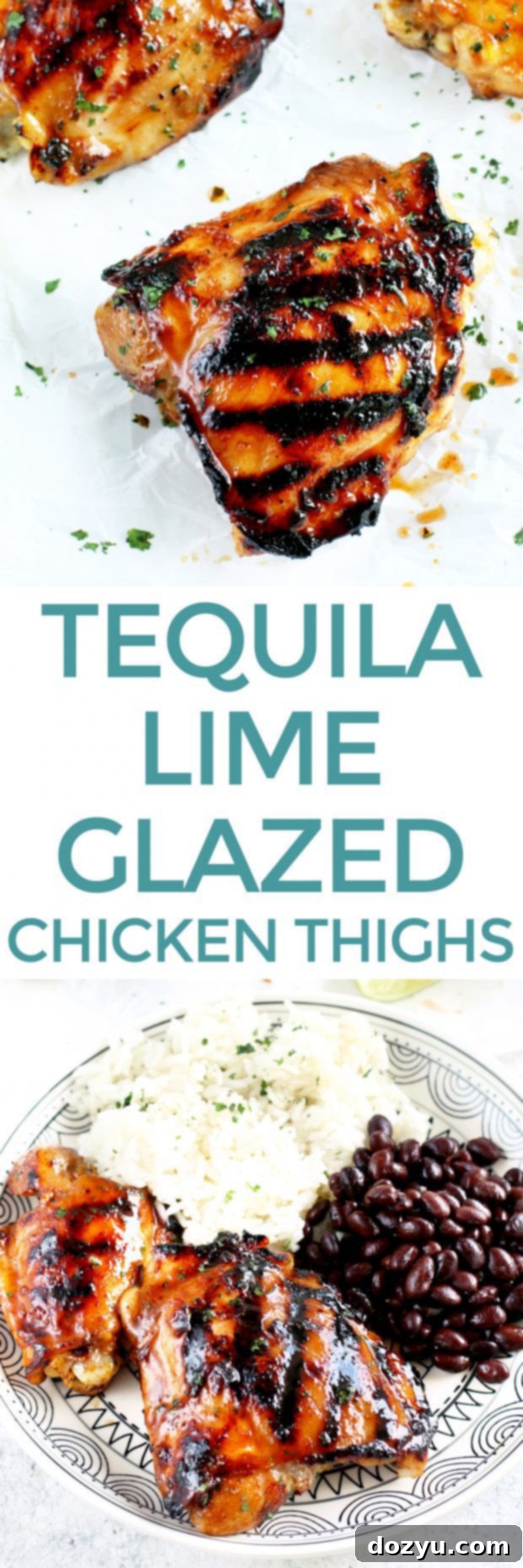 Pinterest graphic for Tequila Lime Chicken Thighs recipe