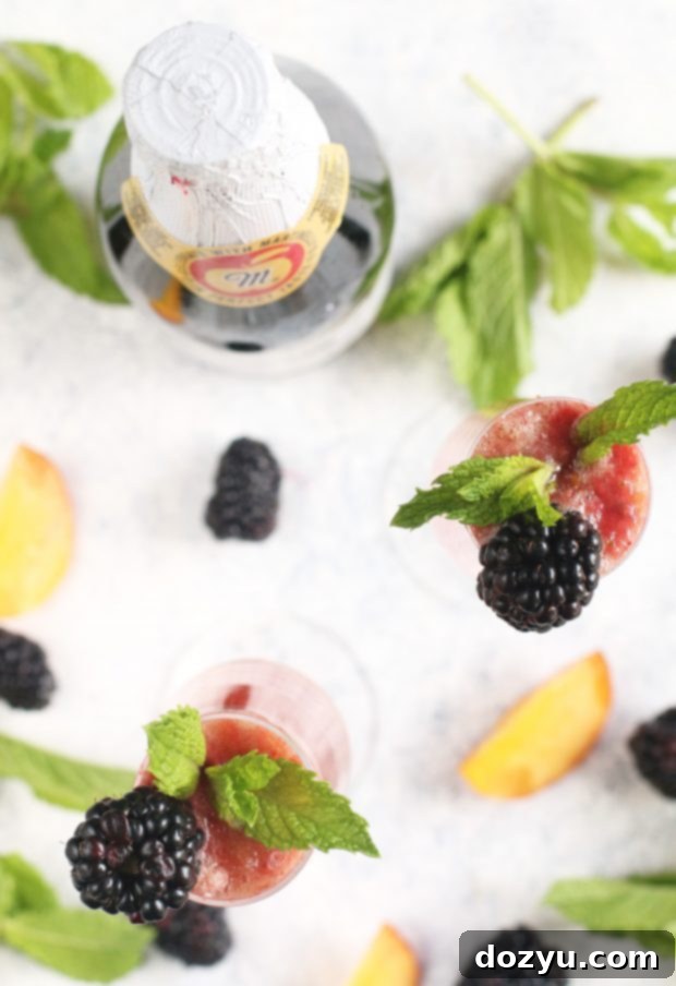 Fizzy Peach and Blackberry Bellini Mocktail 8 Sparkling Cider Blackberry Peach Bellini Mocktail