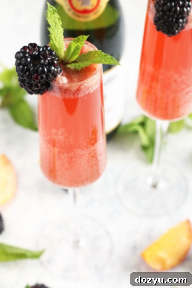 Fizzy Peach and Blackberry Bellini Mocktail 4 Sparkling Cider Blackberry Peach Bellini Mocktail