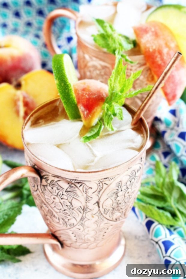 Peach Mint Moscow Mule - A vibrant and refreshing summer cocktail