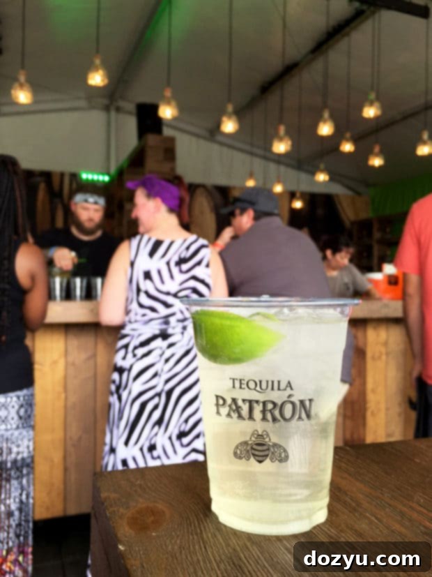 A vibrant Patron cocktail display at the Denver Food + Wine Grand Tasting, a popular attraction.