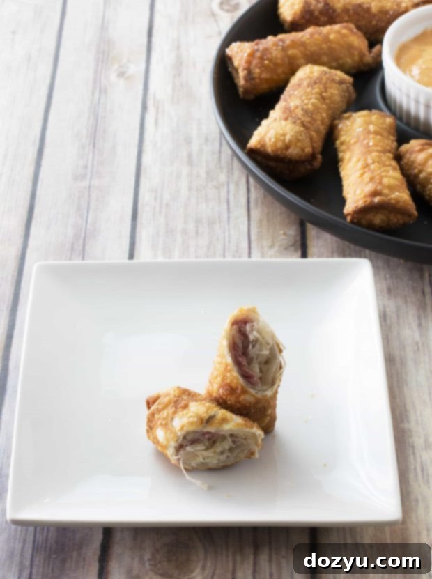Crispy Reuben Egg Rolls and Tangy Island Dip 2 Reuben Egg Rolls with Thousand Island Sauce