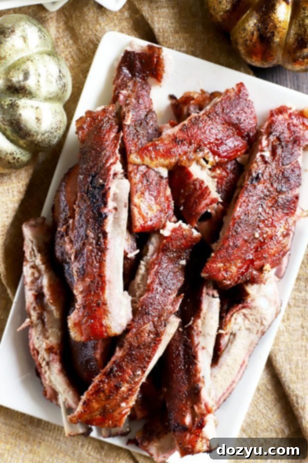 Succulent Pumpkin Spice Ribs on a platter, ready to serve