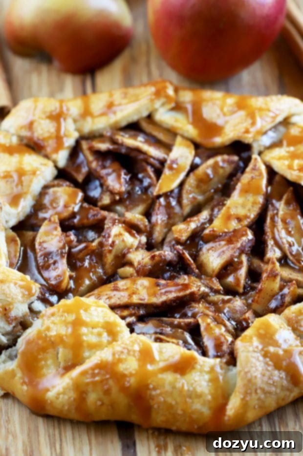 Bourbon-Kissed Caramel Apple Galette 2 Bourbon Caramel Apple Galette, a rustic and easy apple dessert with homemade crust and caramel topping