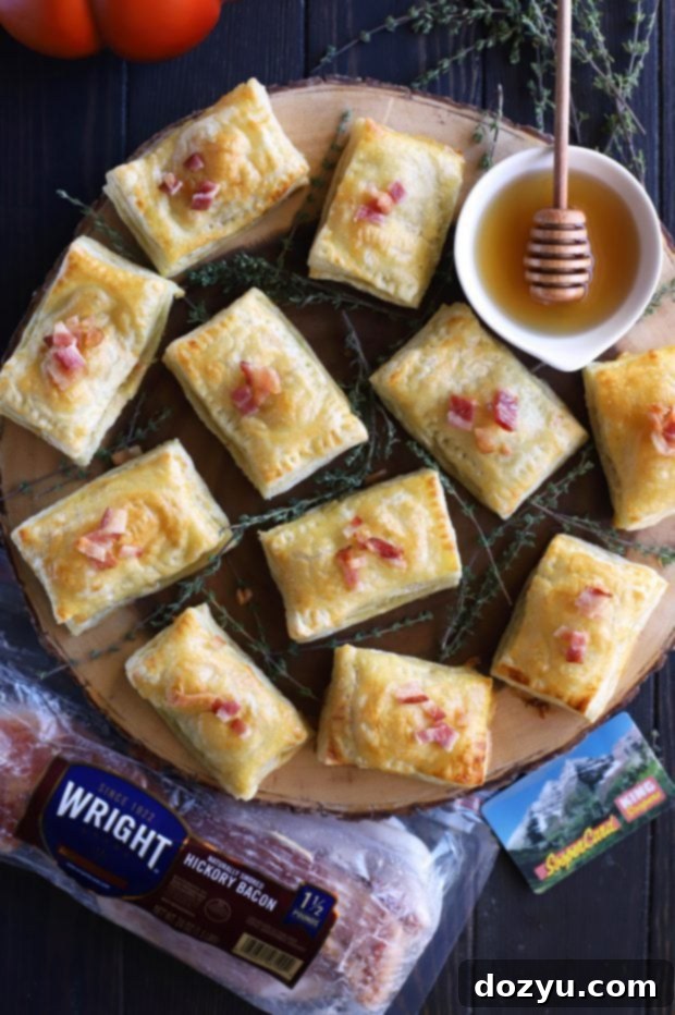 Golden Brie & Bacon Bites 7 Fresh thyme leaves and honey, key ingredients for the sweet and herbaceous notes in the brie pockets