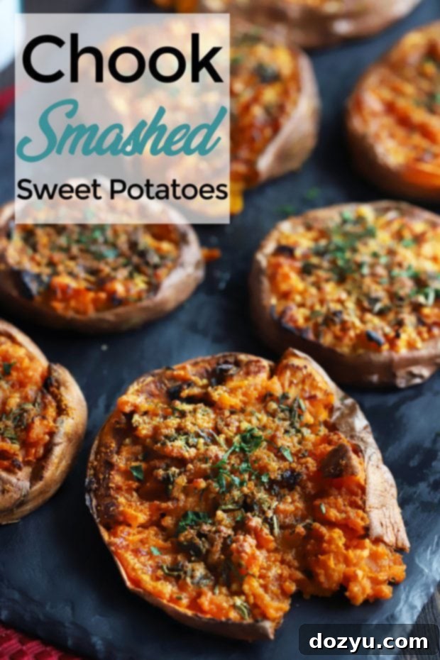 Chook Smashed Sweet Potatoes with Fresh Herbs and Garlic