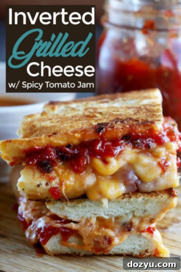 Pin this Inverted French Baguette Grilled Cheese with Chunky Tomato Jalapeño Jam recipe to your Pinterest board