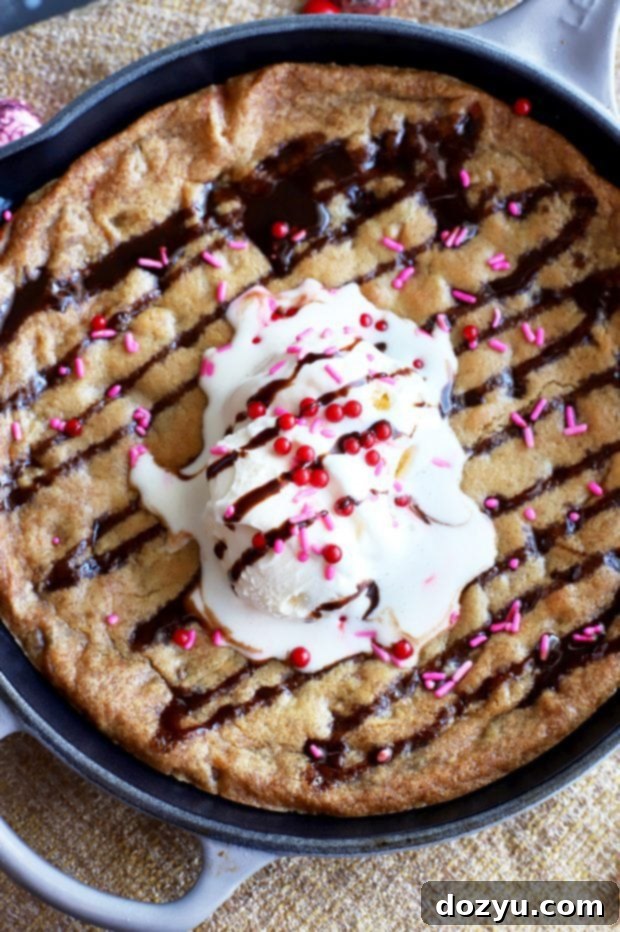 Pizookie Skillet For Two being prepared in a cast iron skillet