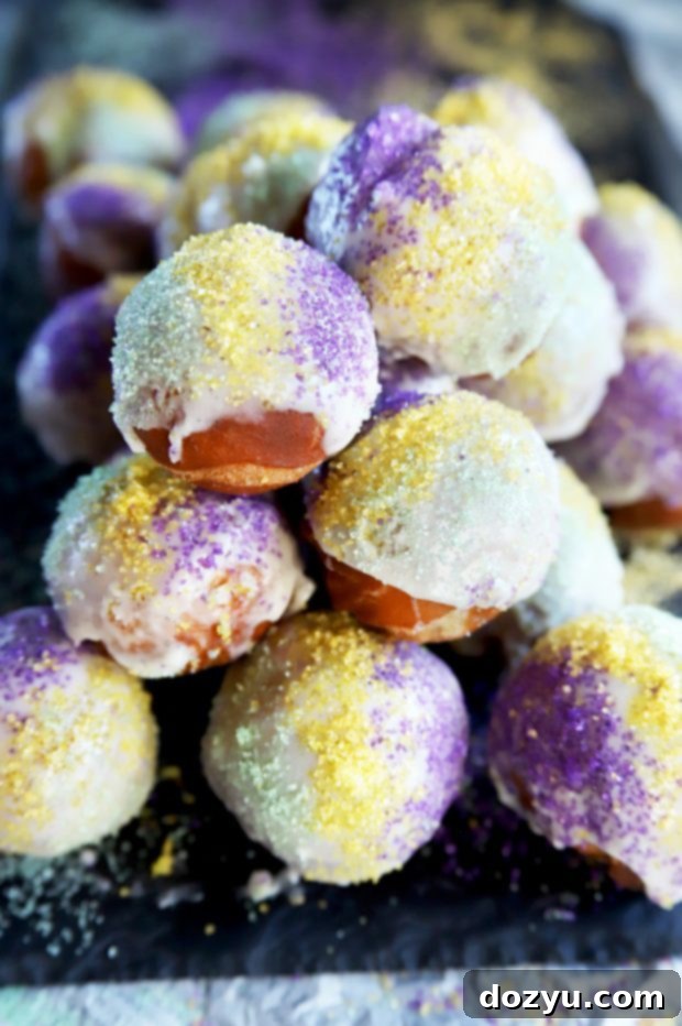 Mardi Gras Donut Poppers 7 King Cake Donut Holes for Mardi Gras
