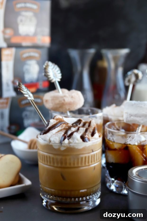 DIY Cold Brew Coffee Cocktail Bar 3 Close-up of a refreshing cold brew coffee cocktail with ice and a garnish