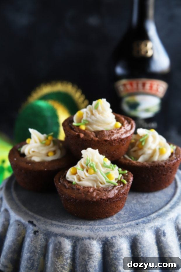 Bailey's Espresso Brownie Bliss 2 Espresso Brownie Cups With Bailey's Buttercream Frosting, a delicious St. Patrick's Day dessert