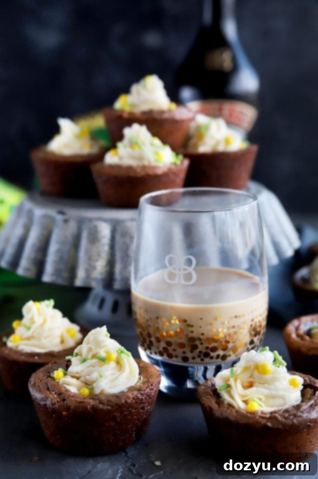 Bailey's Espresso Brownie Bliss 5 Top view of Espresso Brownie Cups With Bailey's Buttercream Frosting in a muffin pan