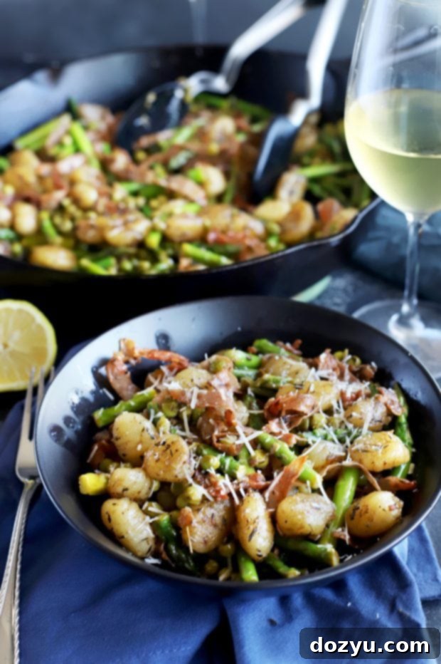 Brown Butter Gnocchi with Fresh Asparagus and Sweet Peas 4 serving of brown butter gnocchi with asparagus and peas