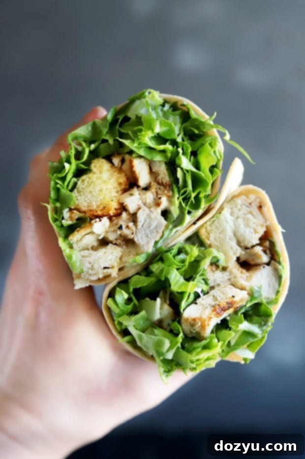 Healthy caesar salad chicken wrap from Copper Pot in Denver