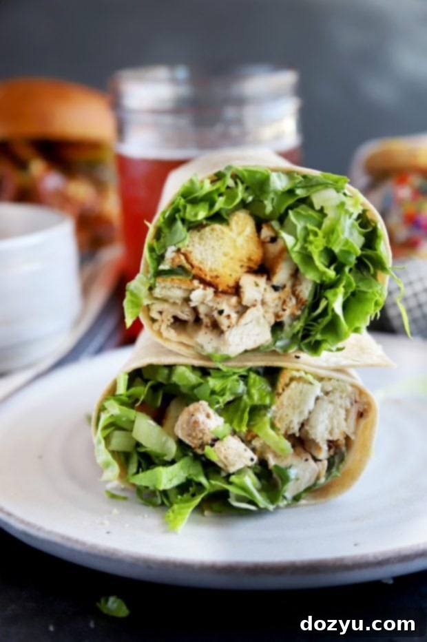 Stacked caesar salad chicken wrap delivered in Denver by Grubhub