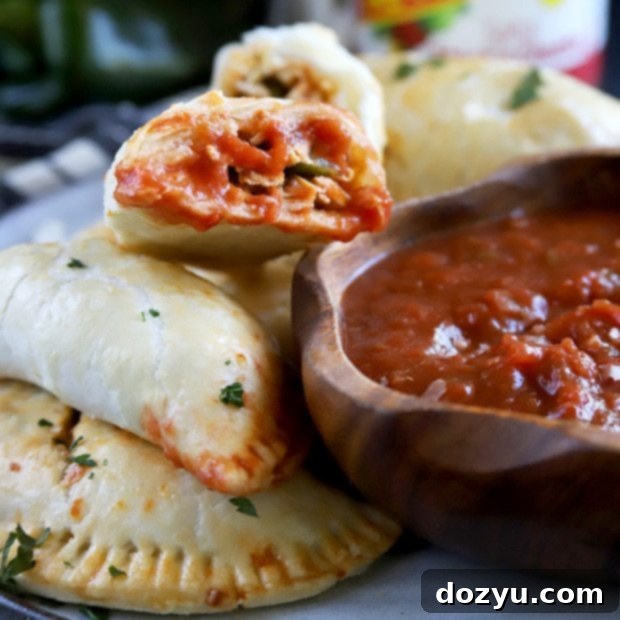 Poblano-Infused Chicken Enchilada Empanadas 12 Thumbnail image of a Poblano Enchilada Chicken Empanada, showcasing its golden crust and delicious filling.