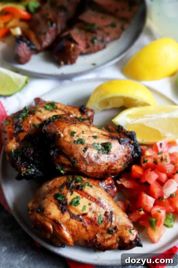 Grilled chicken thighs