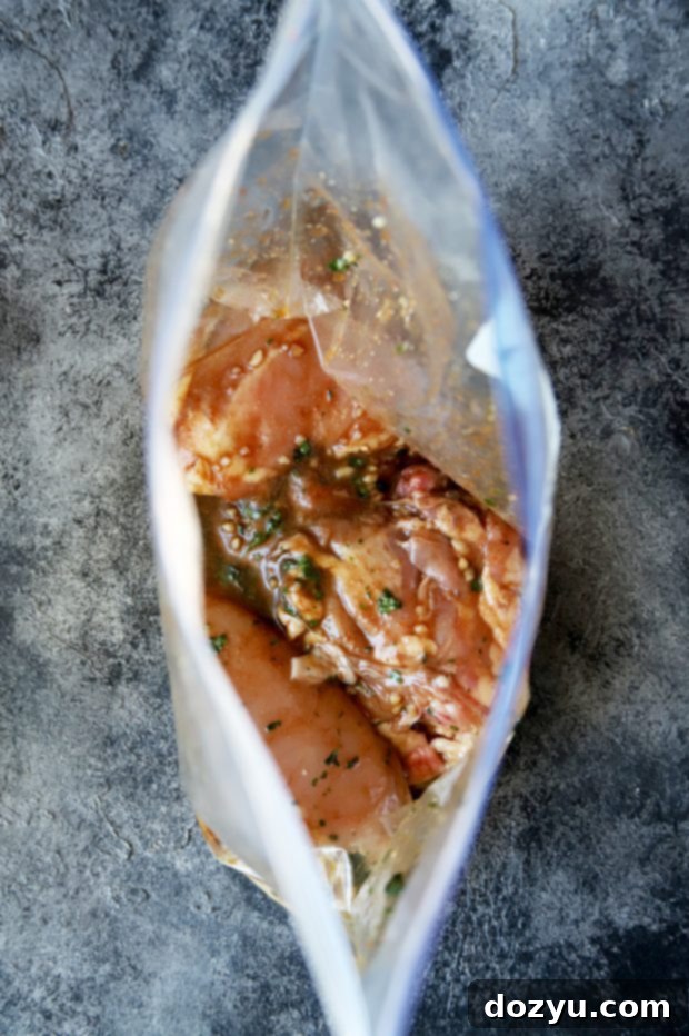 Chicken thighs in a marinade