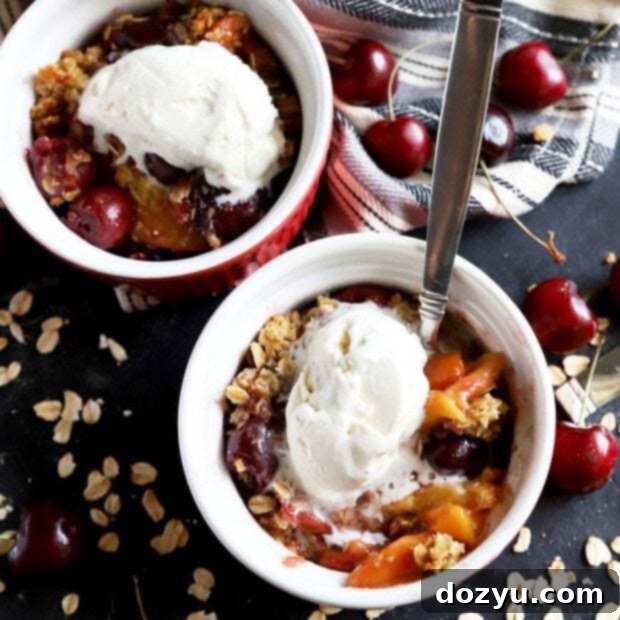Sweet & Boozy Bourbon Cherry Peach Crumble 11 Thumbnail photo of cherry peach crumble