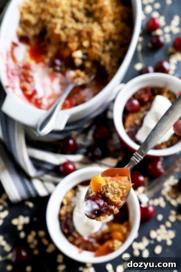 Sweet & Boozy Bourbon Cherry Peach Crumble 8 Spoonful of cherry crumble