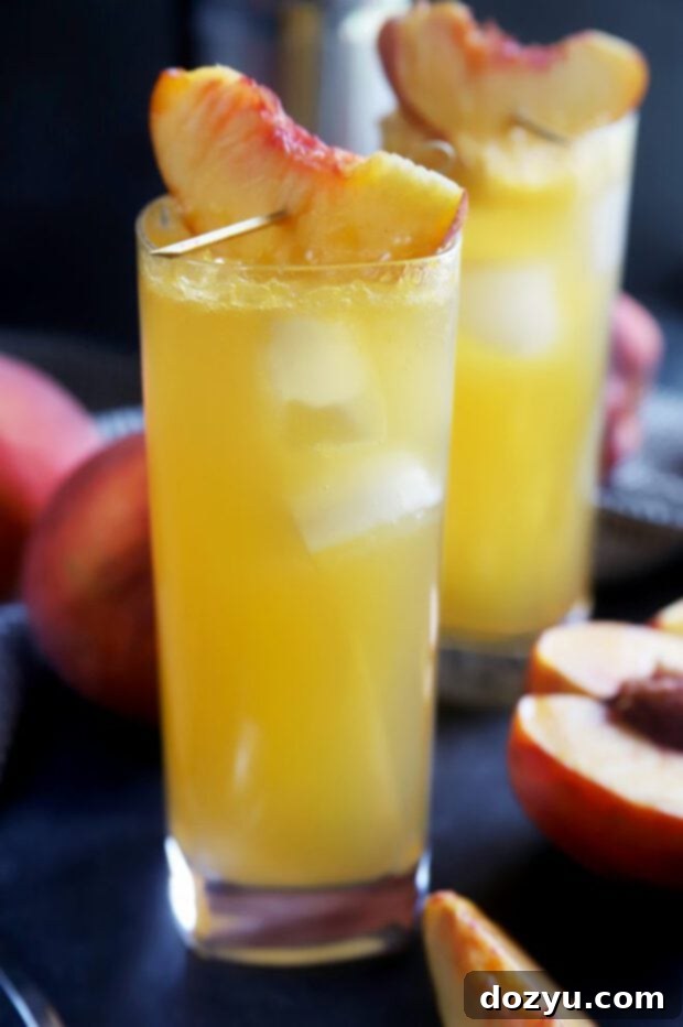 Side photograph of cocktails with peaches